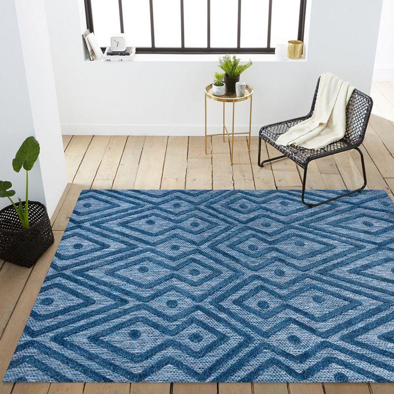 5'x8' Balansat Moroccan Diamond Indoor/Outdoor Area Rug, Navy - JONATHAN Y