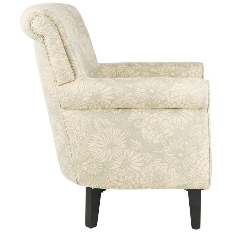 Ivory Floral Wood Accent Arm Chair