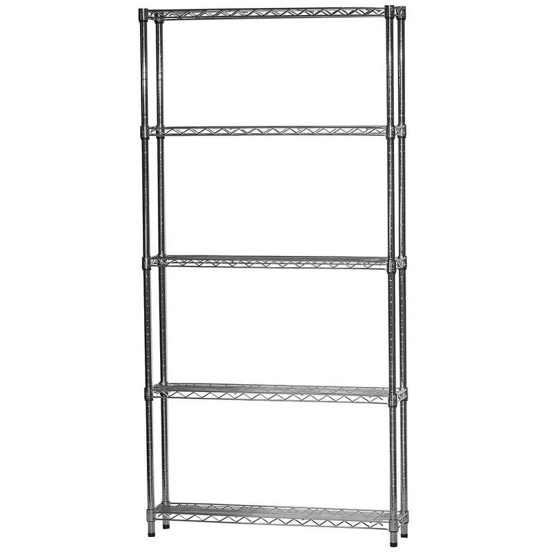 Chrome Wire Shelving Unit with 5 Adjustable Shelves