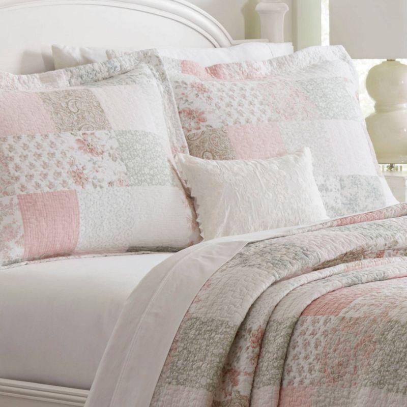 Celina Patchwork Pink King Cotton Reversible Quilt Set