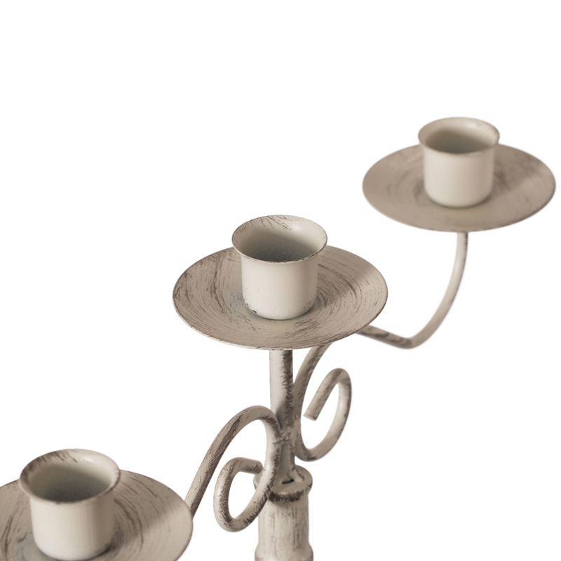 Fabulaxe Antique 12" Distressed 3 Arm Metal Candelabra for Dining Room, Entryway, Kitchen and Vanity