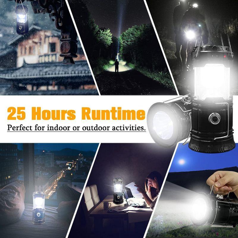 Maison Products 2-Pack Collapsible Camping Lantern Solar USB Rechargeable Portable Lightweight Waterproof LED Flashlight Survival Kits