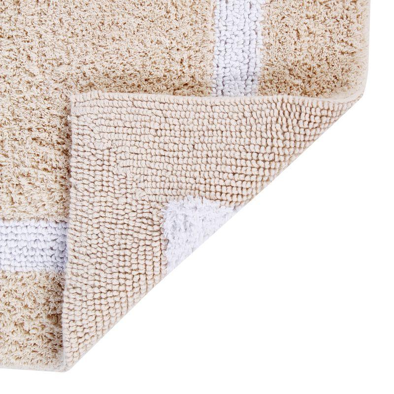 Better Trends Hotel Multi 100% Cotton Tufted Two Tone Reversible Bath Rug Set 2 PC (17" x 24" | 20" x 20") - Sand/White