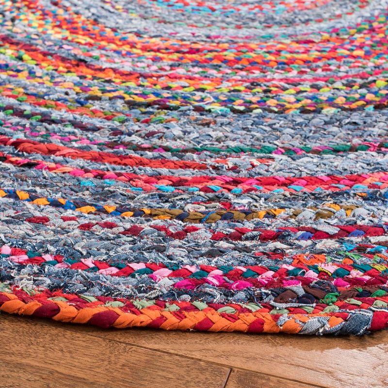 Braided BRD250 Hand Woven Area Rug - Blue/Red - 5' round - Safavieh.