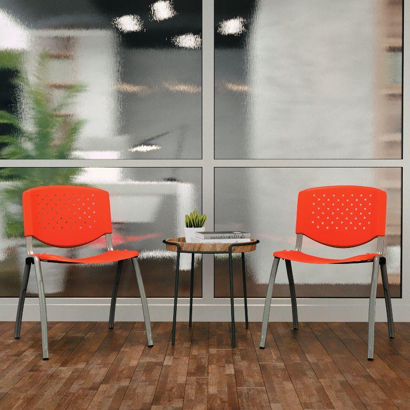 Flash Furniture Memphis 880 lb. Capacity Plastic Stack Chair with Powder Coated Frame
