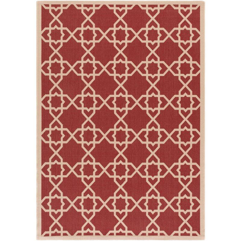 Courtyard CY6032 UV & Stain Resistant Non-Shedding Power Loomed Indoor/Outdoor Accent Rug - Red/Beige - 4'x5'7" - Safavieh