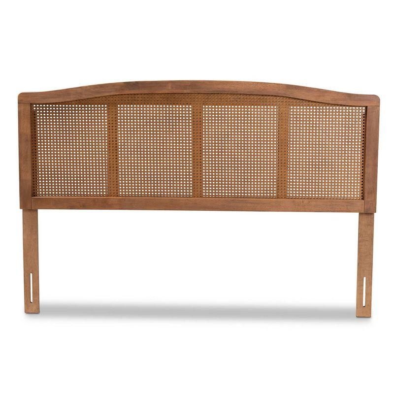 Bayou Breeze Amid a mid-century modern design, Auren's queen size headboard is crafted of wood, synthetic rattan, and ash walnut finished