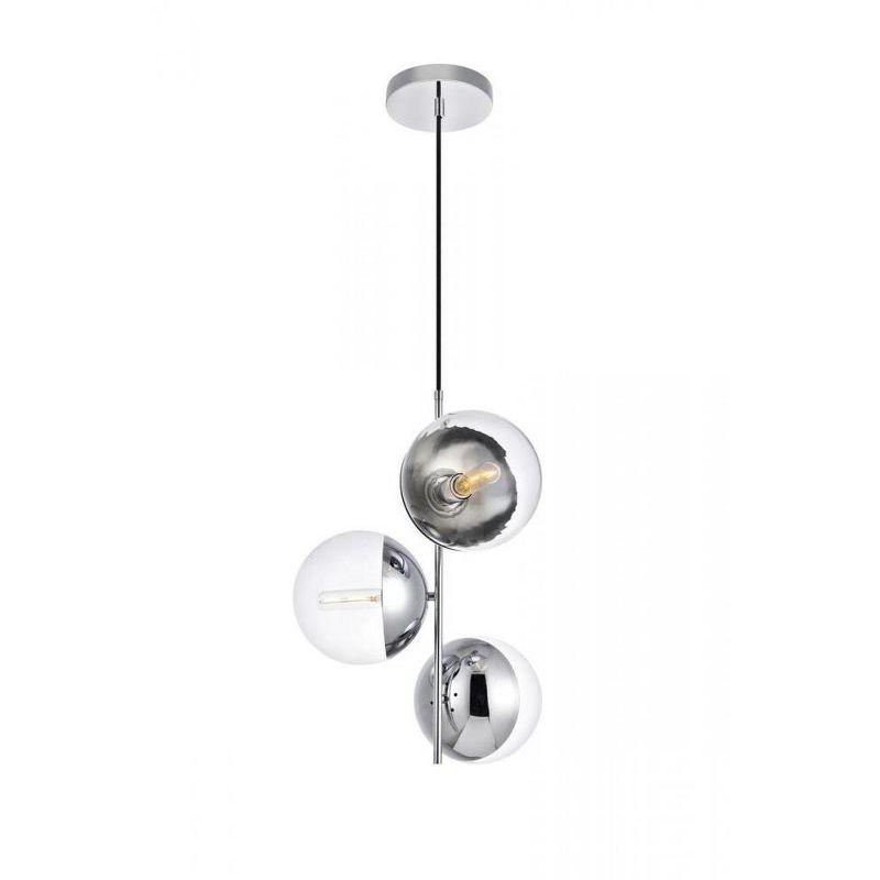 Eclipse 3-Light Chrome Pendant with Clear Glass Spheres