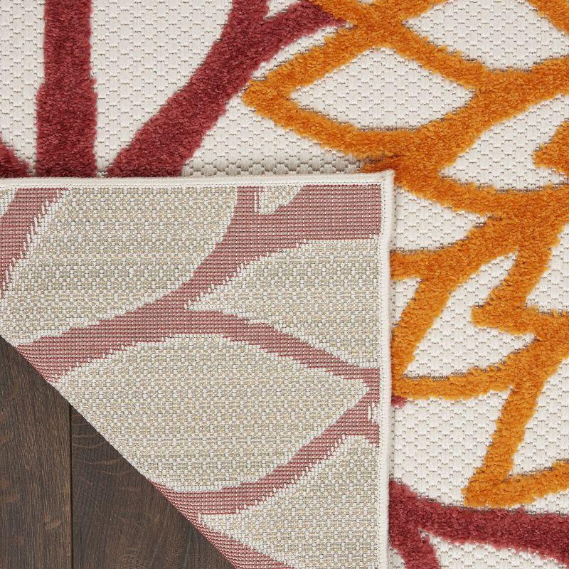 Nourison Aloha Floral Bloom Flatweave High-Low Indoor Outdoor Runner Rug Red Multi Colored 2' x 6'