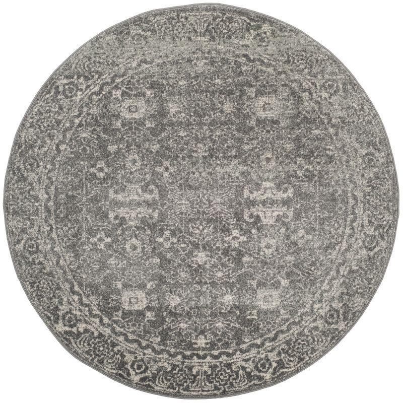 Evoke EVK270 Power Loomed Area Rug - Grey/Ivory - 3' round - Safavieh.