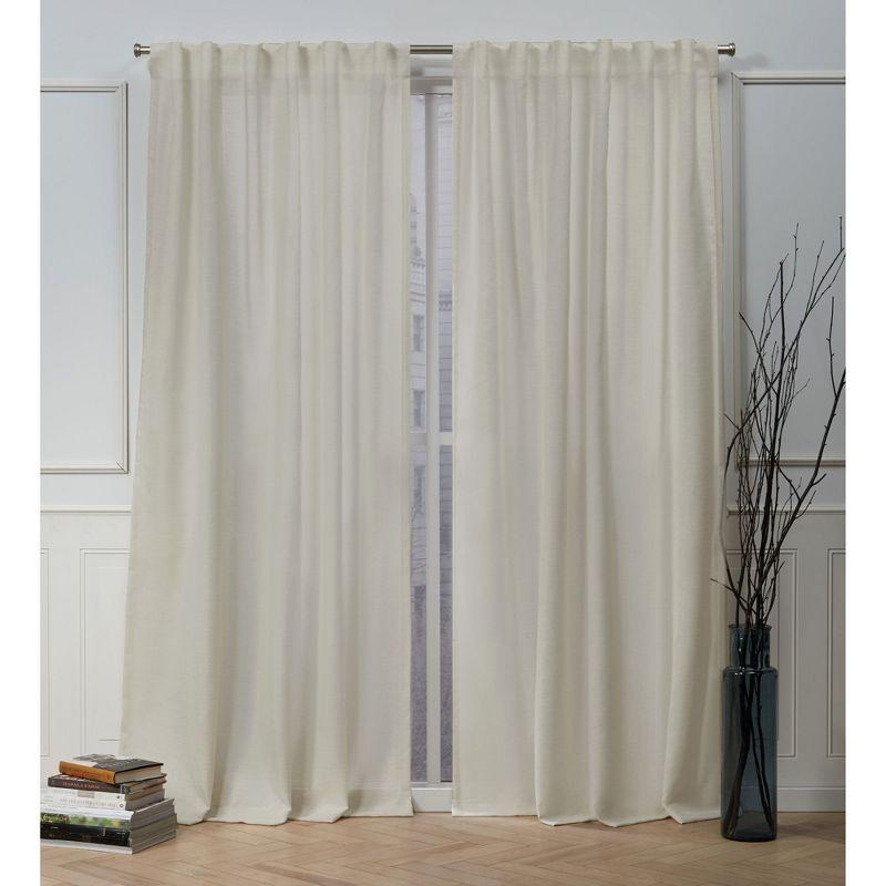 Nicole Miller Faux Linen Slub Textured Hidden Tab/Rod Pocket Top Light Filtering Curtain Panel Pair