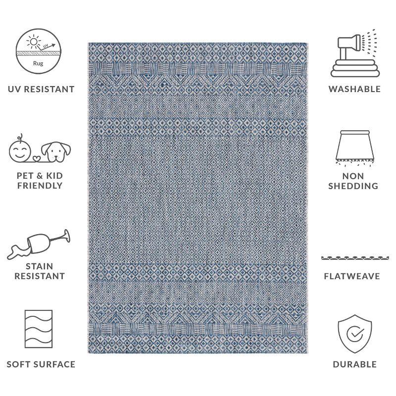 Courtyard CY8235 UV & Stain Resistant Non-Shedding Power Loomed Indoor/Outdoor Accent Rug - Grey/Blue - 4'x4' - Safavieh