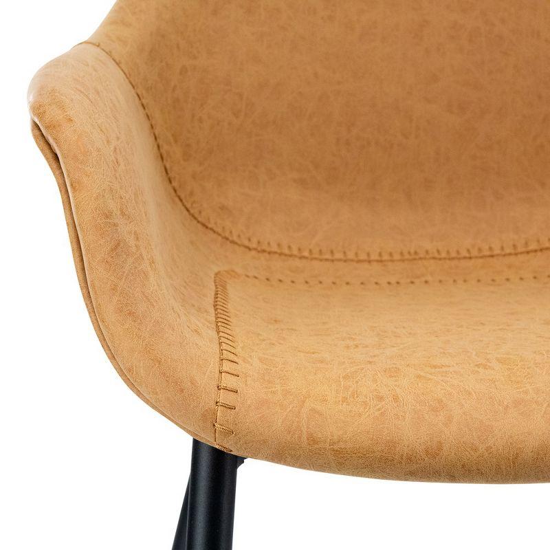 LeisureMod Markley Leather Dining Chair with Black Metal Legs