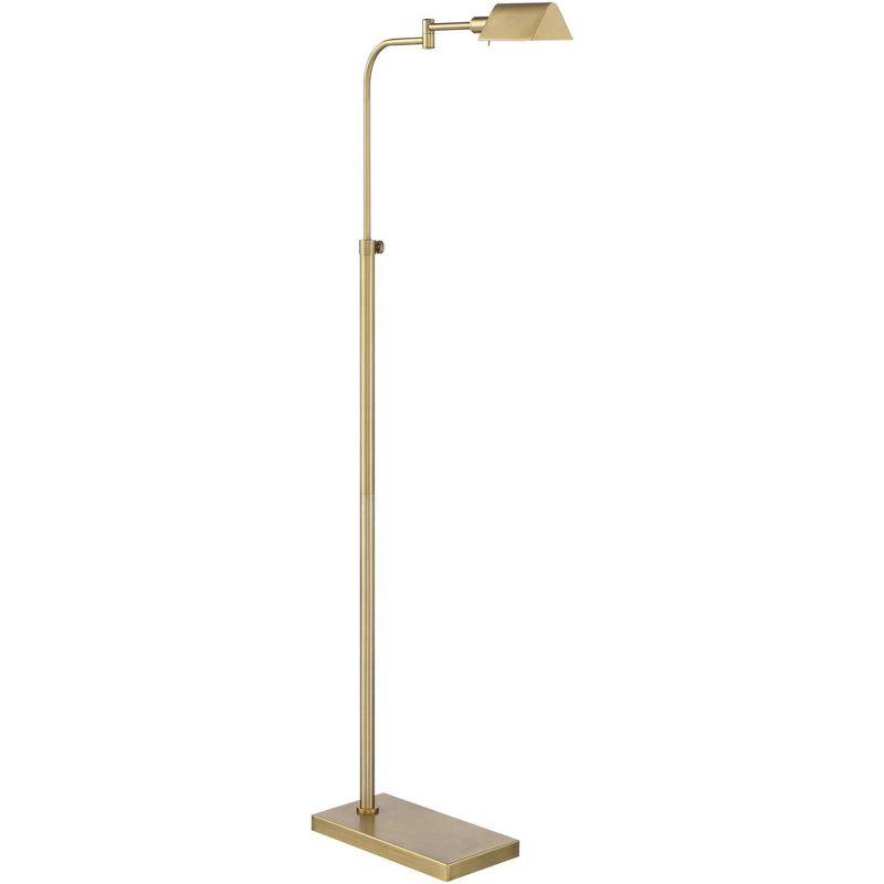 Possini Euro Design Keegan Traditional Pharmacy Floor Lamp 54 1/4" Tall Warm Gold Adjustable Swing Arm Metal Tent Shade for Living Room Reading