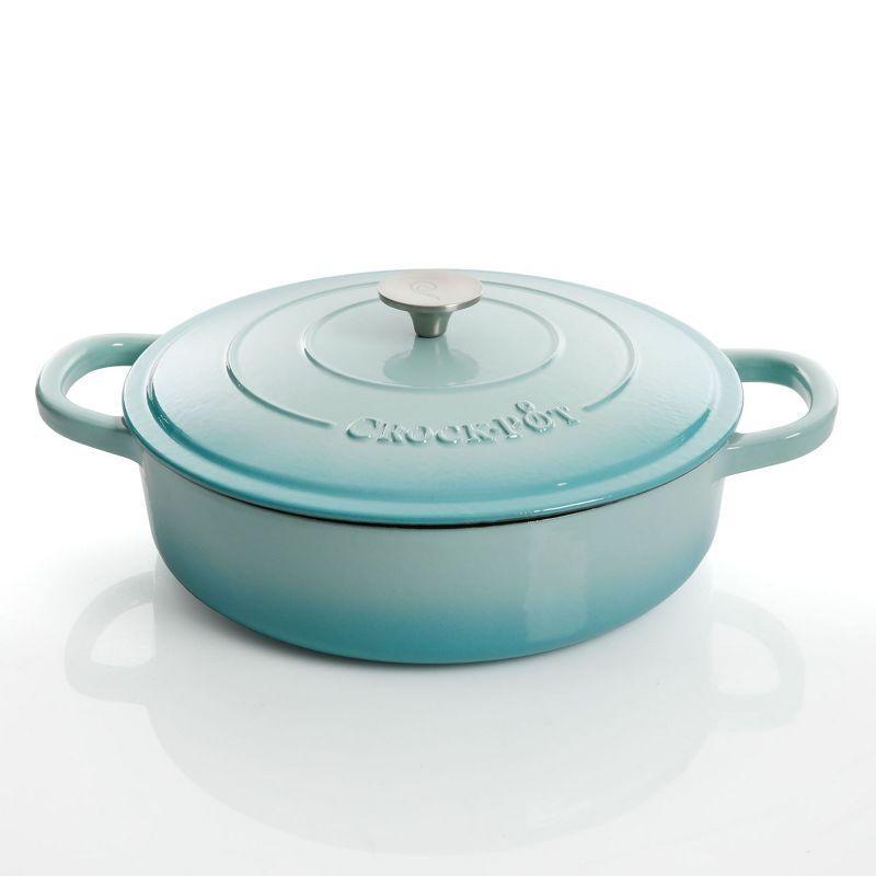 Aqua Blue 5 Quart Enameled Cast Iron Braiser with Lid