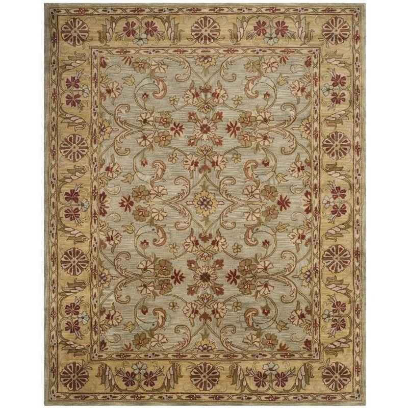 Classic CL324 Hand Tufted Area Rug - Light Green/Gold - 7'6"x9'6" - Safavieh.