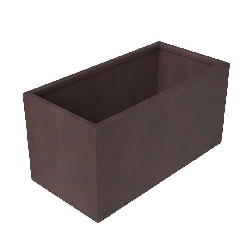 LeisureMod Rectangular Planter in Fiberstone with Drainage Holes for Indoor and Outdoor Home Bloom Collection