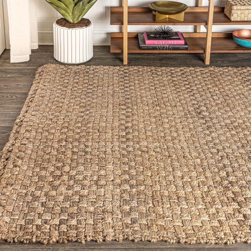 5'x8' Estera Hand Woven Boucle Chunky Jute Area Rug, Natural - JONATHAN Y