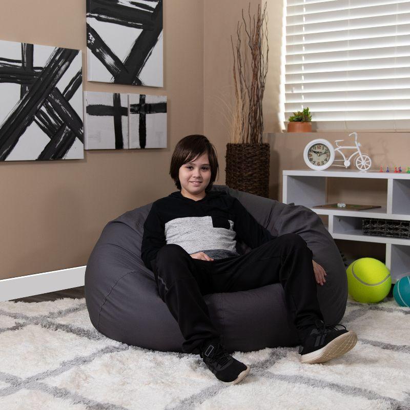 Oversized Gray Bean Bag Chair with Removable Fabric Cover