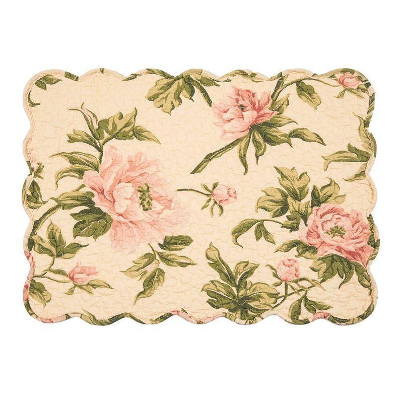 C&F Home 13" x 19" Journee Reversible Quilted Vintage Floral Scalloped  Spring & Summer Dining Tabletop Placemats, Set of 6