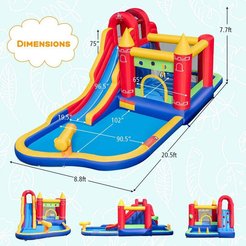 Multicolor 9-in-1 Inflatable Bounce Castle with Waterslide and Pool