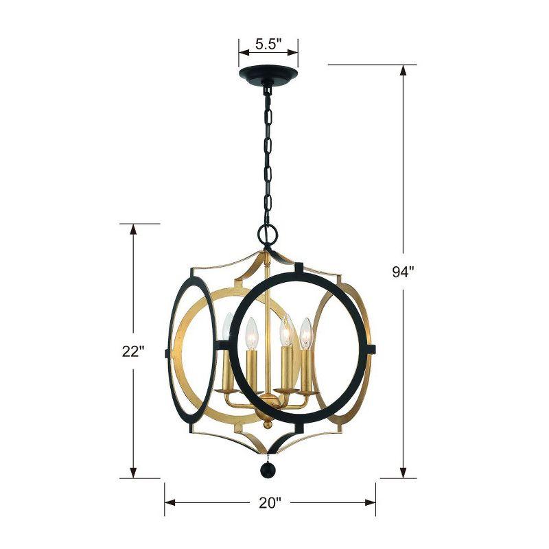 Crystorama Lighting Odelle 4 - Light Chandelier in  Matte Black/Antique Gold