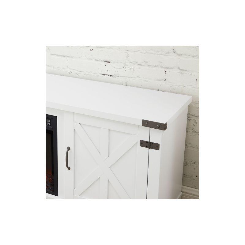 Modern Farmhouse TV Stand With 23" Electric Fireplace Heater, Media Entertainment Center For TV Up To 70", Console Table W/Storage Cabinets