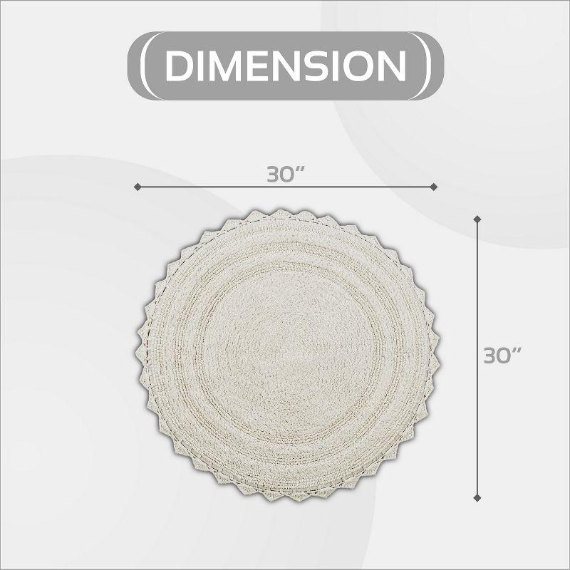 Better Trends Lilly Crochet 100% Cotton Tufted Reversible Bath Rug 30" Round - Ivory