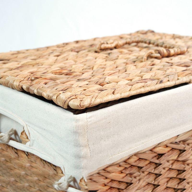 Vintiquewise Handmade Rectangular Water Hyacinth Wicker Laundry Hamper with Lid Natural, Large