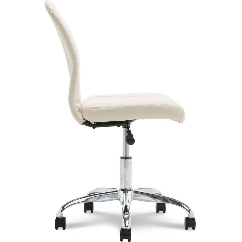 Cream Faux Leather and Mesh Swivel Ergonomic Task Chair