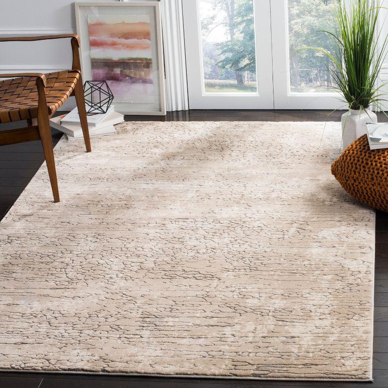 Abstract Meadow Chic 9' x 12' Beige Synthetic Area Rug