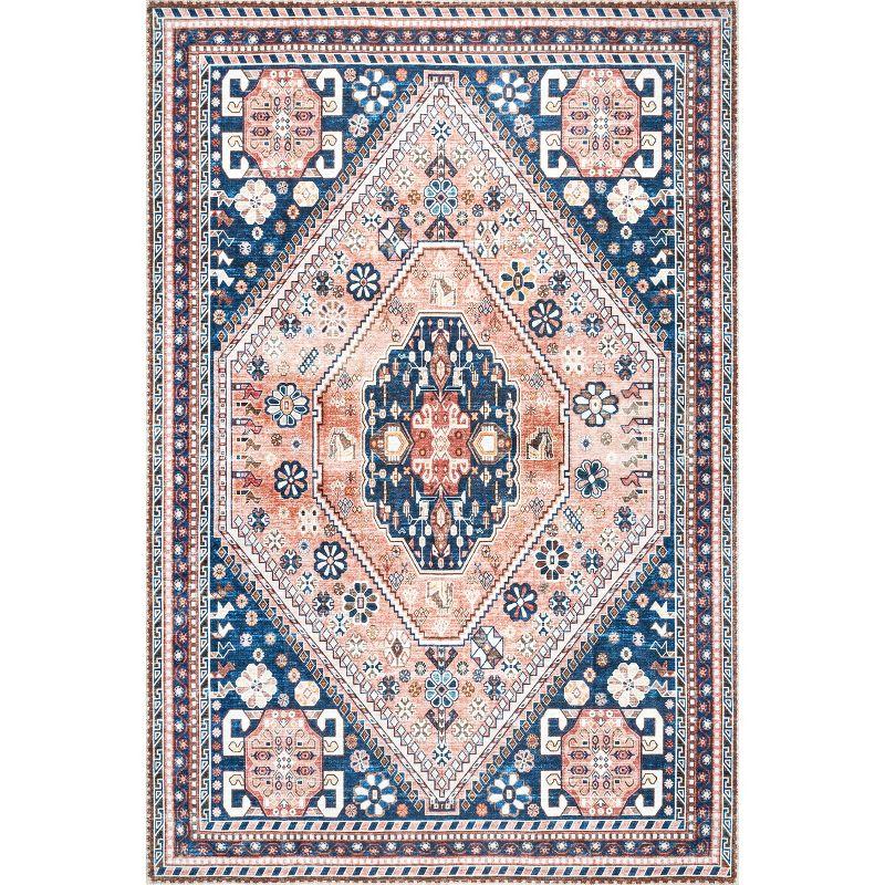 Eco-Friendly Bohemian Medallion 4' x 6' Blue Synthetic Rug