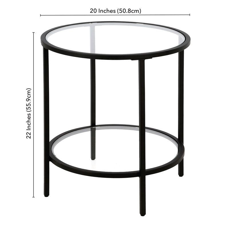 Black Bronze Round Side Table with Glass Shelf - Henn&Hart