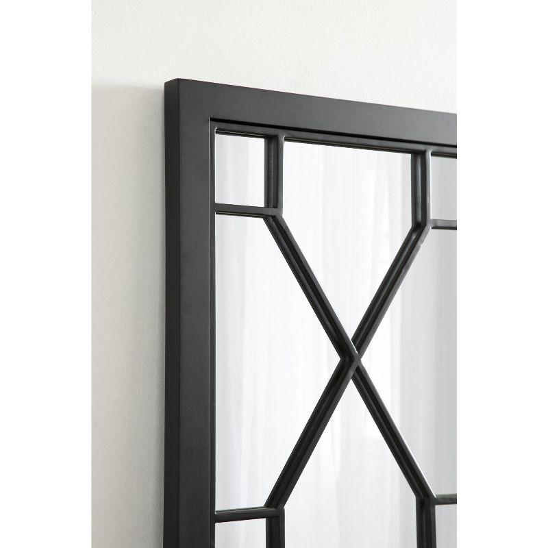 Mavis Black Framed Rectangular Wall Mirror with Geometric Inlay