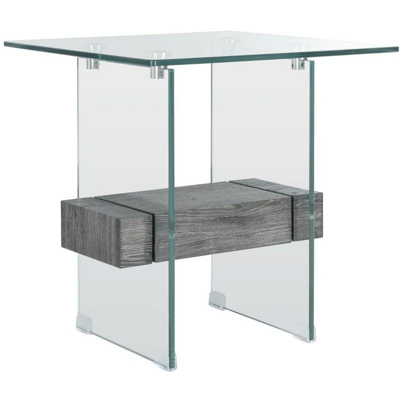Kayley Glass Accent Table - ACC7001B - Glass/Black Oak - Safavieh