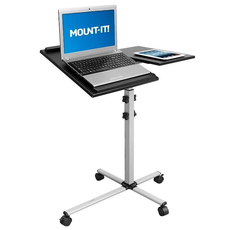 Mount-It! Rolling Laptop Tray and Projector Cart, Height Adjustable Presentation Cart with Wheels