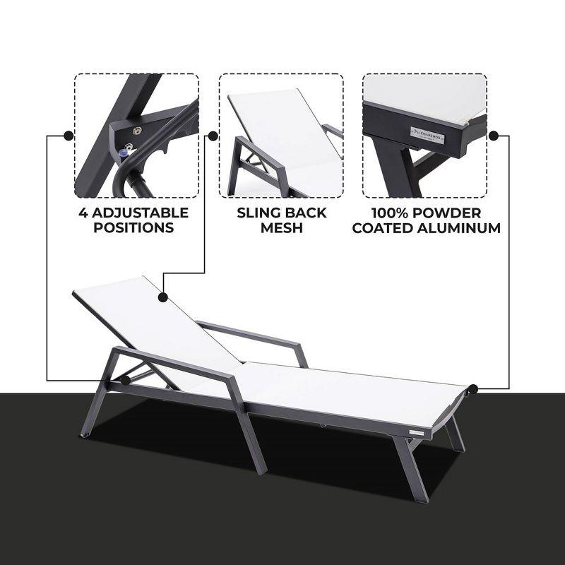 Marlin Black Aluminum Patio Chaise Lounge Chair with White Sling