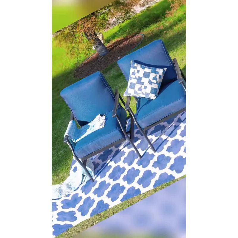 Gray Steel Outdoor Patio Lounge Chairs with Cushions