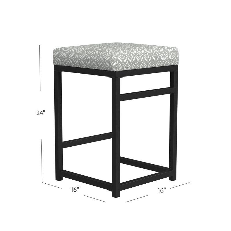 24" Open Back Metal Counter Height Barstool Gray - HomePop: Kitchen Island Seating, Industrial Design