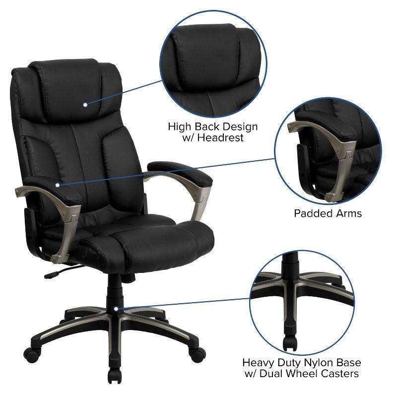 Flash Furniture Hansel High Back Folding Black LeatherSoft Executive Swivel Office Chair with Arms