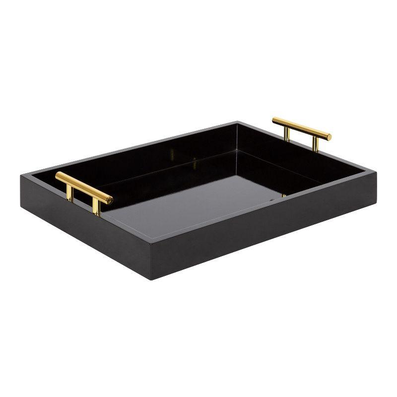 Kate and Laurel Lipton Tray, 16.5x12.25, Black and Gold