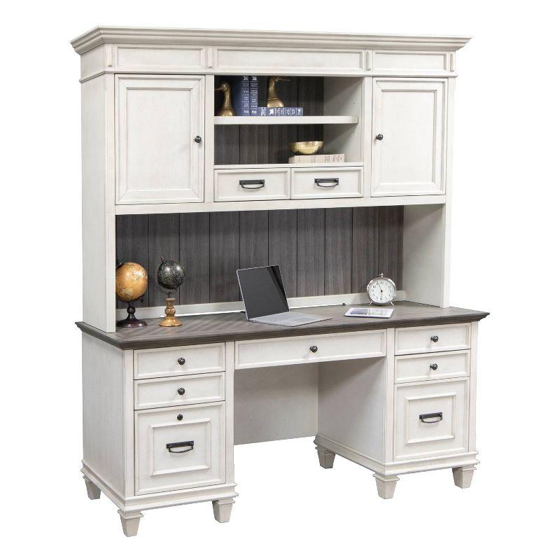 Hartford Weathered White Hardwood Hutch with Touch Lighting