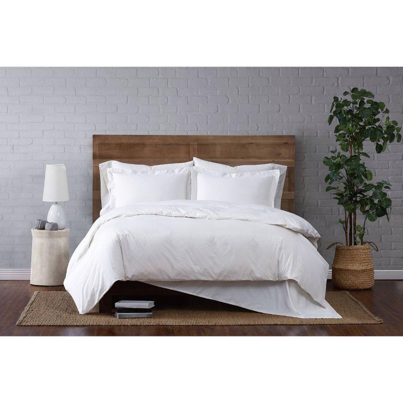 White Cotton Percale Full/Queen Duvet Cover Set