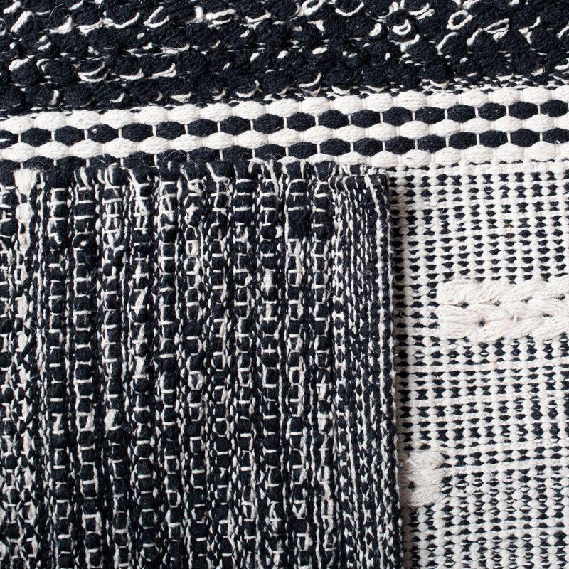Striped Kilim STK518 Hand Woven Area Rug - Black/Ivory - 7'x7' - Safavieh.