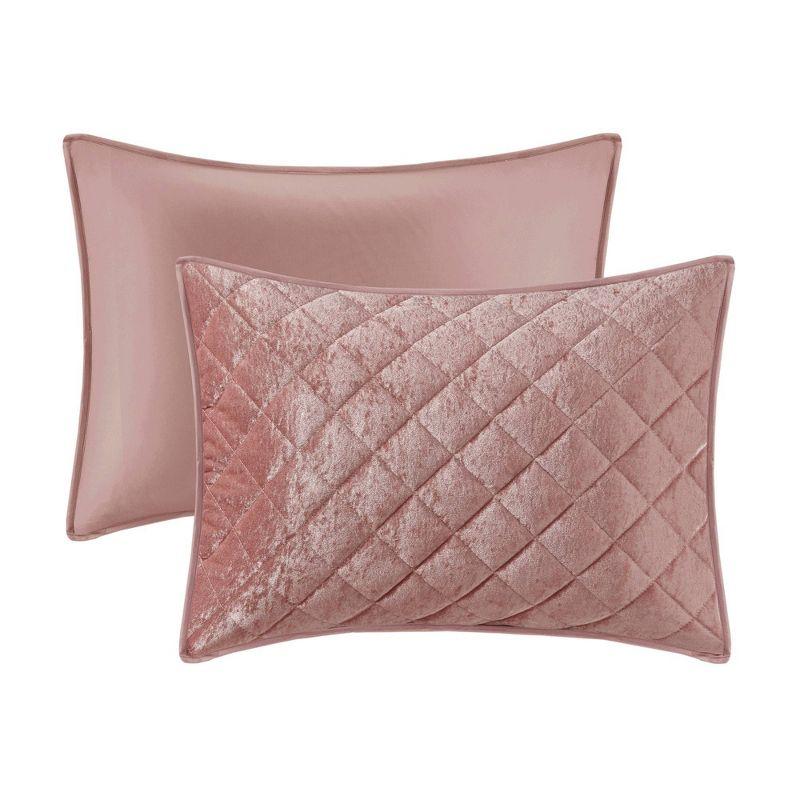 Blush Full Velvet Quilt Set with Shams