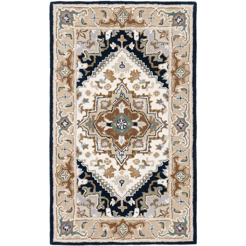 Heritage HG625 Handmade Area Rug - 5'x8' - Beige/Navy - Safavieh