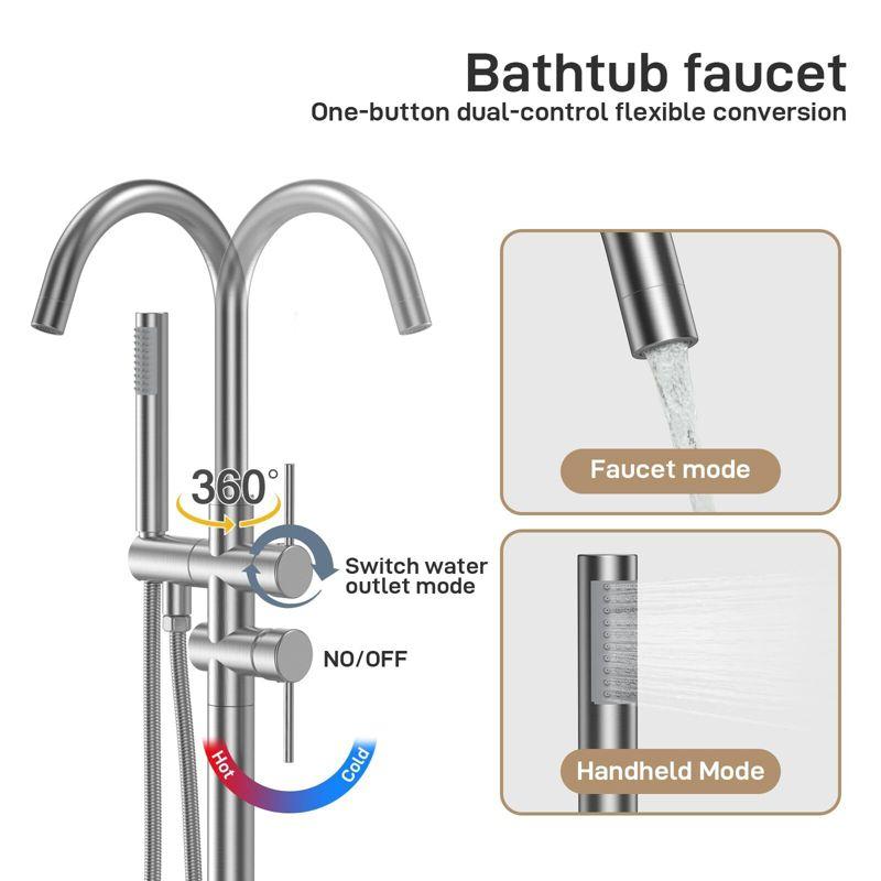 babevy Freestanding Bathtub Faucet Floor Mount Tub Filler | Wayfair
