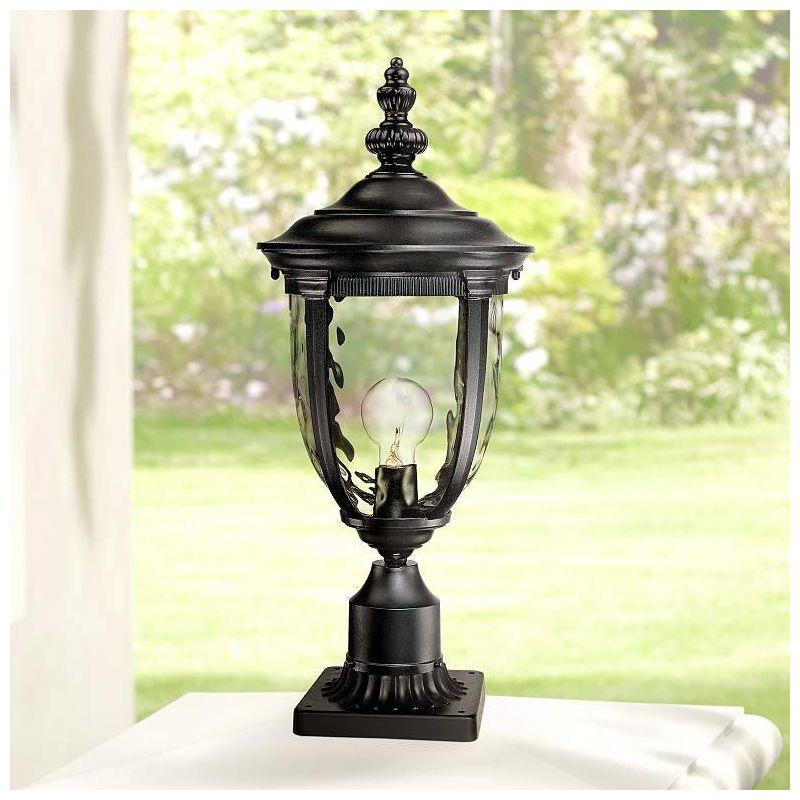 John Timberland Bellagio 21 1/4" High Country Outdoor Post Light Fixture Pole Porch House Weatherproof Texturized Black Finish Metal Clear Glass Shade