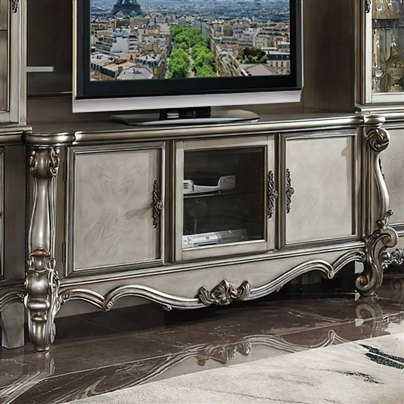 Versailles Antique Platinum 74" TV Console with Carved Accents