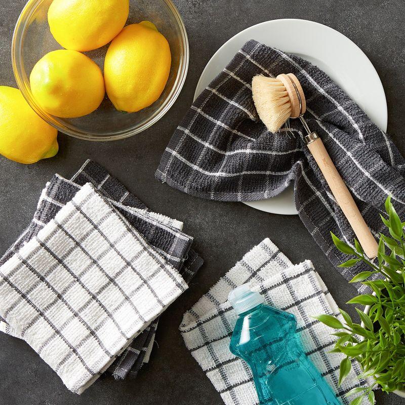 Design Imports Gray Combo Windowpane Dishcloth (Set Of 6)